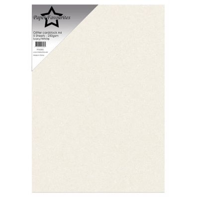 Paper Favourites - Glitter Cardstock A4 - 250 gsm - Ivory/White - 5 sheets