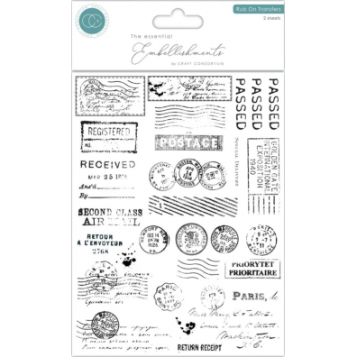 Craft Consortium - The Collector - Postage - Rub On Transfers - 2 Sheets