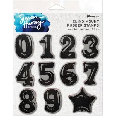 Simon Hurley Create - Cling Mount Rubber Stamps - Number Balloons
