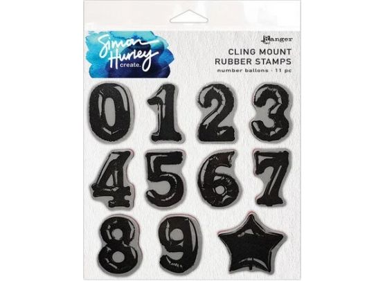 Simon Hurley Create - Cling Mount Rubber Stamps - Number Balloons