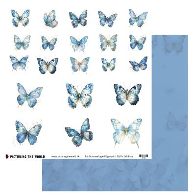 PTW Design - Farverige Sommerfugle - Blå Sommerfugle - 12x12 klippeark