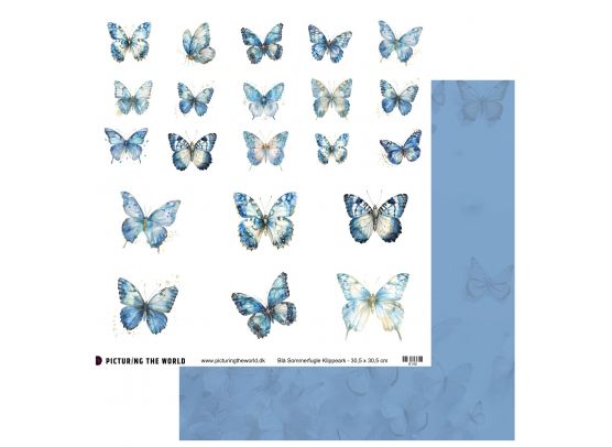 PTW Design - Farverige Sommerfugle Sampak - 10 stk. 12x12 klippeark