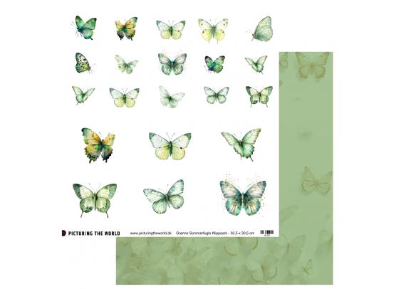 PTW Design - Farverige Sommerfugle Sampak - 10 stk. 12x12 klippeark