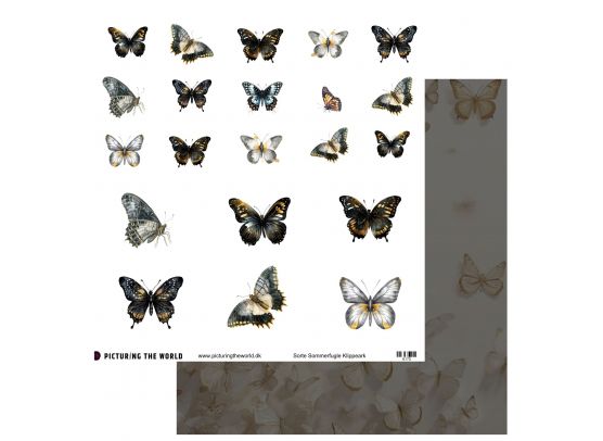 PTW Design - Farverige Sommerfugle Sampak - 10 stk. 12x12 klippeark