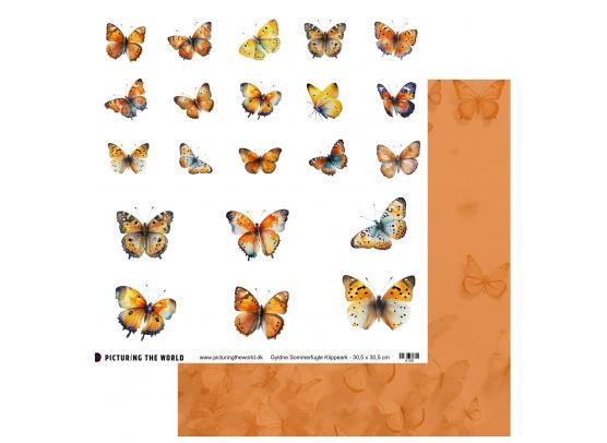 PTW Design - Farverige Sommerfugle Sampak - 10 stk. 12x12 klippeark