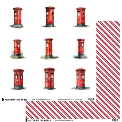 Add on August - PTW Design - Røde postkasser - 12x12 klippeark
