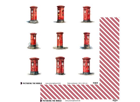 Add on August - PTW Design - Røde postkasser - 12x12 klippeark