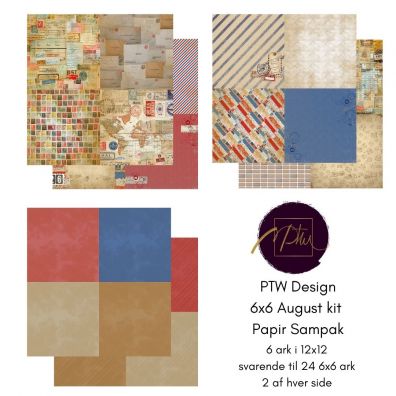 Add on August - PTW Design - 6x6 August Kit 2026 Papirsampak - 6 ark 12x12 - Sælges kun til kitklubmedlemmer