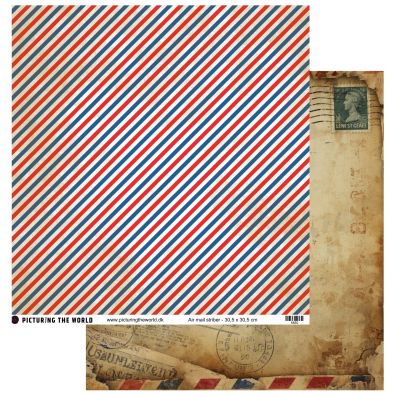 Add on August - EKSTRA PTW Design - Air Mail striber 12x12 mønsterpapir - sælges kun til kitklubmedlemmer