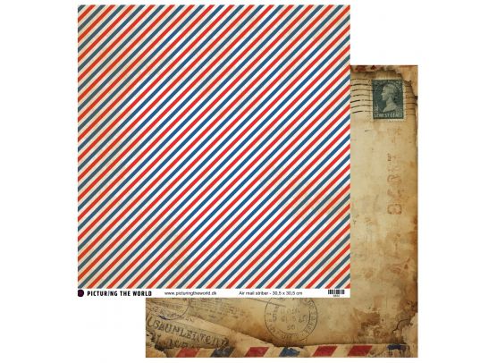 Add on August - EKSTRA PTW Design - Air Mail striber 12x12 mønsterpapir - sælges kun til kitklubmedlemmer