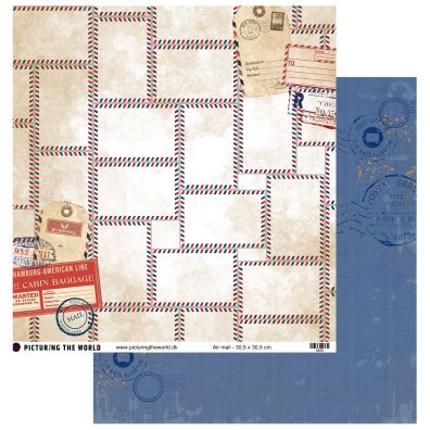 Add on August - EKSTRA PTW Design - Air Mail 12x12 mønsterpapir - sælges kun til kitklubmedlemmer