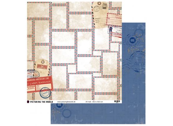 Add on August - EKSTRA PTW Design - Air Mail 12x12 mønsterpapir - sælges kun til kitklubmedlemmer