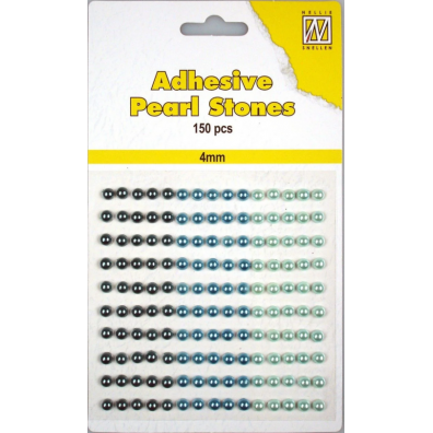 Nellie Snellen - Selvklæbende Halvperler 4 mm. Blå Nuancer