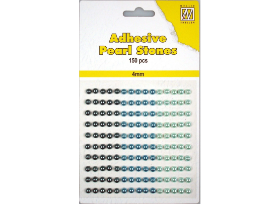 Nellie Snellen - Selvklæbende Halvperler 4 mm. Blå Nuancer