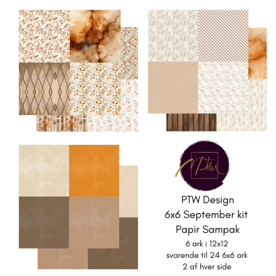 Add on September - PTW Design - 6x6 September Kit 2026 Papirsampak - 6 ark 12x12 - Sælges kun til kitklubmedlemmer