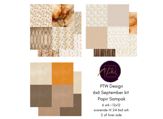 Add on September - PTW Design - 6x6 September Kit 2026 Papirsampak - 6 ark 12x12 - Sælges kun til kitklubmedlemmer