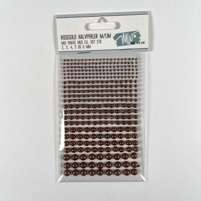 MW - Made With Love - Rosegold Halvperler M/Lim - 2, 3, 4, 5 og 6mm - ca. 307 stk.