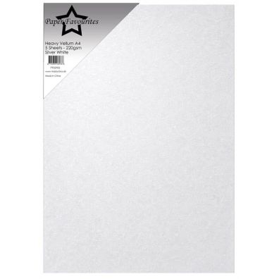 Paper Favourites - Heavy Vellum A4 5 ark - 220gsm - Silver White