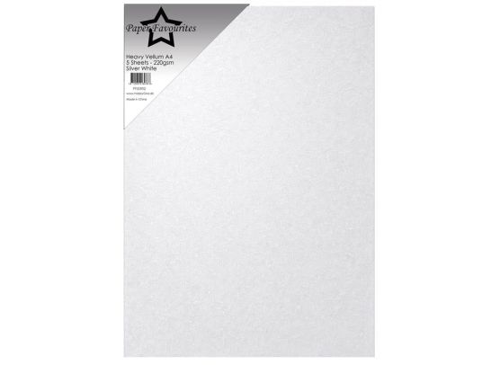 Paper Favourites - Heavy Vellum A4 5 ark - 220gsm - Silver White