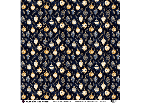 Add on Oktober - EKSTRA PTW Design - Mørkeblå Kugle Baggrund 12x12 mønsterpapir - sælges kun til kitklubmedlemmer