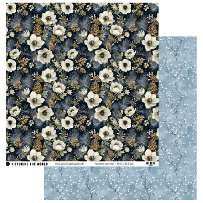 Add on Oktober - EKSTRA PTW Design - Smukke Juleroser 12x12 mønsterpapir - sælges kun til kitklubmedlemmer
