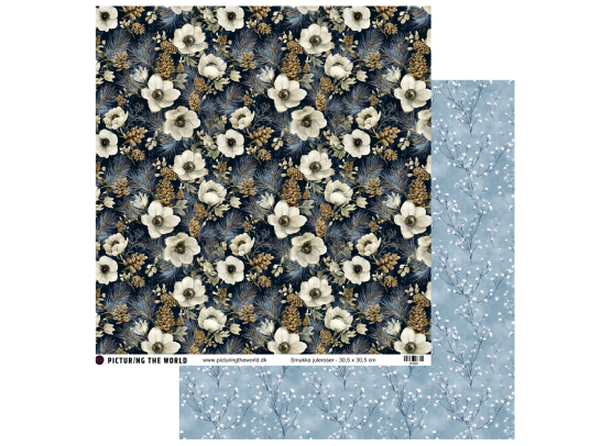 Add on Oktober - EKSTRA PTW Design - Smukke Juleroser 12x12 mønsterpapir - sælges kun til kitklubmedlemmer