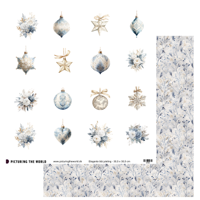 Add on Oktober- EKSTRA PTW Design - Elegante Blå Juleting 12x12 klippeark - sælges kun til kitklubmedlemmer