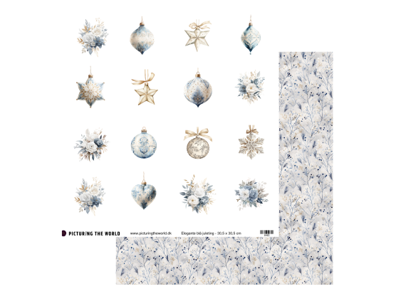Add on Oktober- EKSTRA PTW Design - Elegante Blå Juleting 12x12 klippeark - sælges kun til kitklubmedlemmer