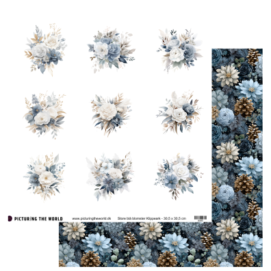 Add on Oktober - PTW Design - Vilde Vinterblomster Klippeark - 12x12 klippeark