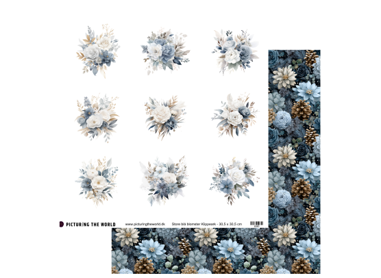 Add on Oktober - PTW Design - Vilde Vinterblomster Klippeark - 12x12 klippeark
