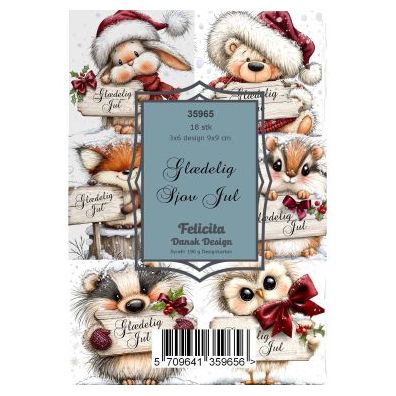 Felicita Design - 9x9 cm - Toppers - Glædelig Sjov Jul - 18 stk.