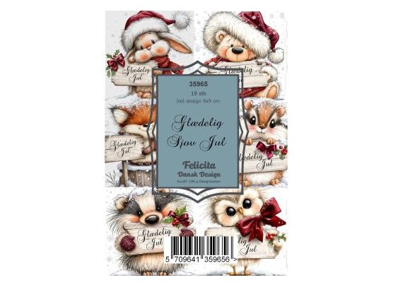 Felicita Design - 9x9 cm - Toppers - Glædelig Sjov Jul - 18 stk.