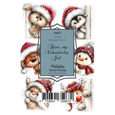 Felicita Design - 9x9 cm - Toppers - Sjov og Vidunderlig Jul - 18 stk.