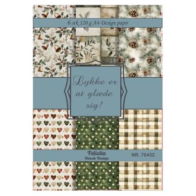 Felicita Design - A4 Design Papir - Lykke er at Glæde Sig! - 6 stk.