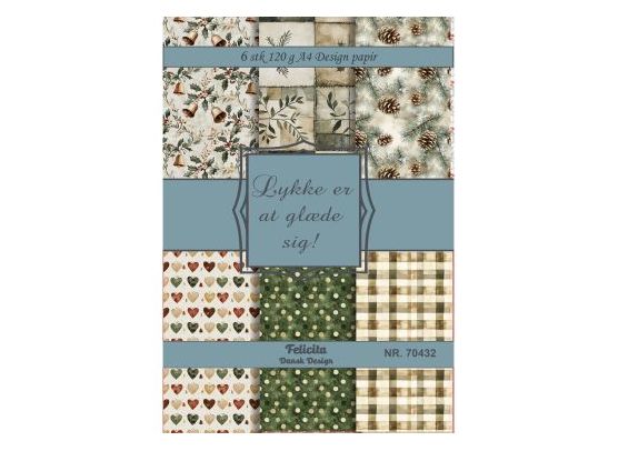 Felicita Design - A4 Design Papir - Lykke er at Glæde Sig! - 6 stk.
