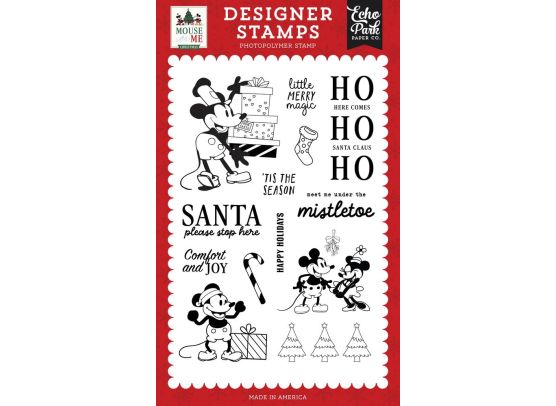Echo Park Paper - Designer Stamps - Mouse and Me - Christmas - Little Merry Magic