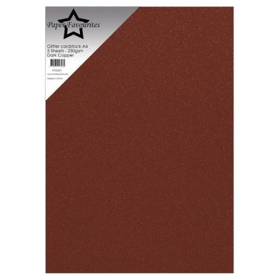 Paper Favourites - Glitter Cardstock A4 - 250 gsm - Dark Copper - 5 sheets
