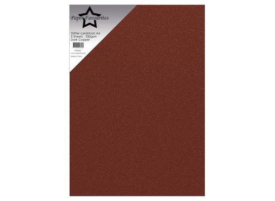 Paper Favourites - Glitter Cardstock A4 - 250 gsm - Dark Copper - 5 sheets