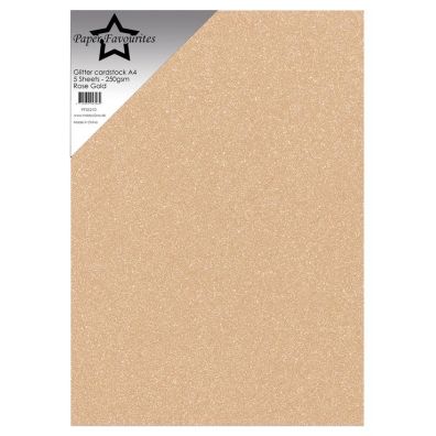 Paper Favourites - Glitter Cardstock A4 - 250 gsm - Rose Gold - 5 sheets