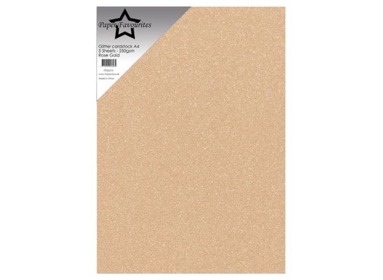 Paper Favourites - Glitter Cardstock A4 - 250 gsm - Rose Gold - 5 sheets