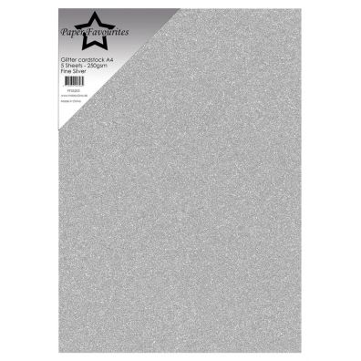 Paper Favourites - Glitter Cardstock A4 - 250 gsm - Fine Silver - 5 sheets