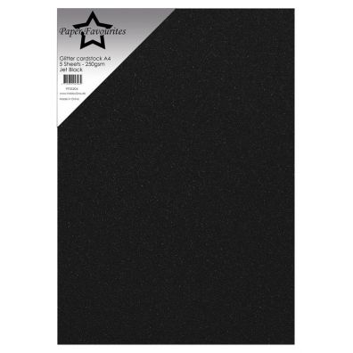 Paper Favourites - Glitter Cardstock A4 - 250 gsm - Jet Black - 5 sheets