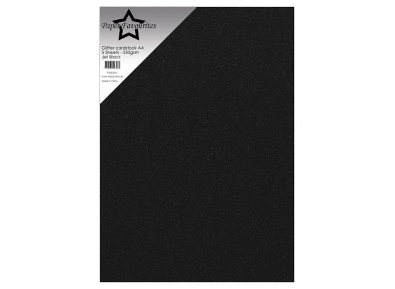 Paper Favourites - Glitter Cardstock A4 - 250 gsm - Jet Black - 5 sheets