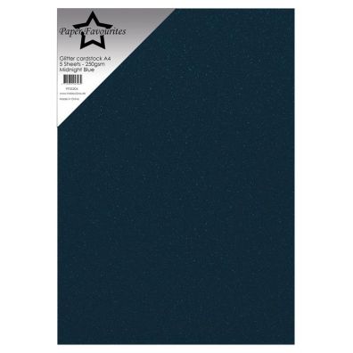 Paper Favourites - Glitter Cardstock A4 - 250 gsm - Midnight Blue - 5 sheets