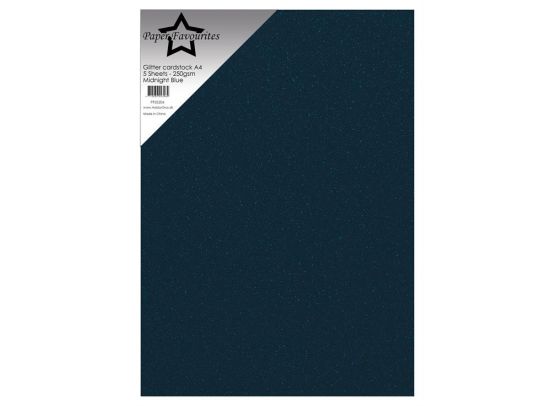 Paper Favourites - Glitter Cardstock A4 - 250 gsm - Midnight Blue - 5 sheets