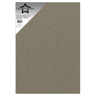 Paper Favourites - Glitter Cardstock A4 - 250 gsm - Platinum - 5 sheets