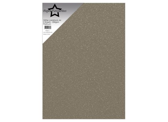 Paper Favourites - Glitter Cardstock A4 - 250 gsm - Platinum - 5 sheets