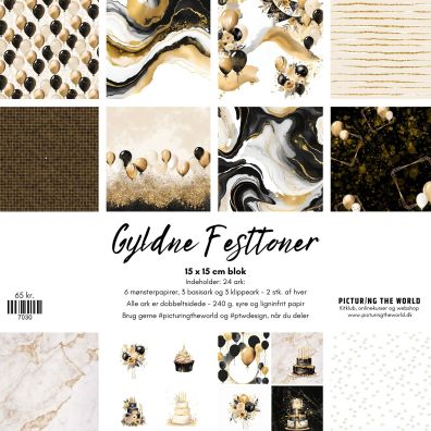PTW Design Gyldne festtoner 15 x 15 cm blok