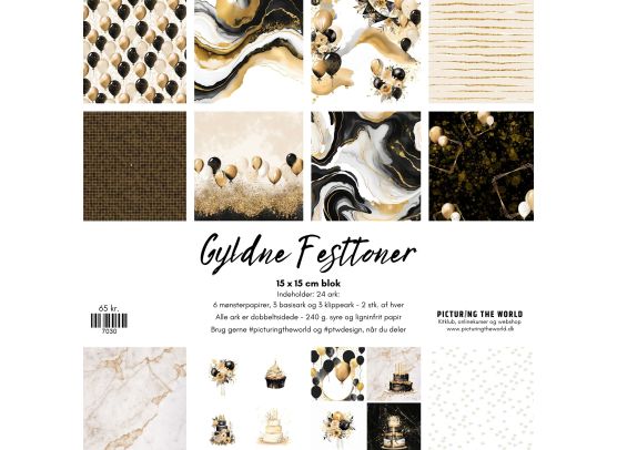 PTW Design Gyldne festtoner 15 x 15 cm blok