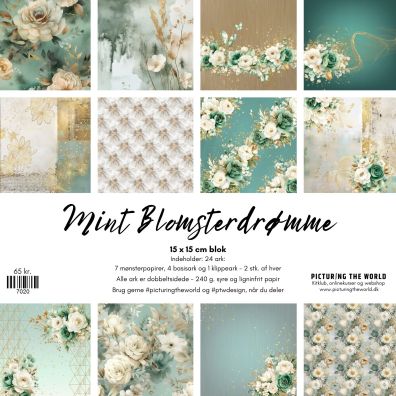 PTW Design Mint blomsterdrømme 15 x 15 cm blok